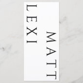 Eenvoudige zwart-wit bruiloft menu Kaart (Achterkant)