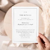 Eenvoudige zwart-wit bruiloft Monogram Details Informatiekaartje