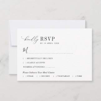 eenvoudige zwart-wit bruiloft RSVP kaart