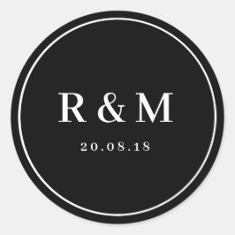 Eenvoudige zwart-wit bruiloft sticker