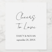 Eenvoudige zwart-wit bruiloft wijn etiket (Enkel label)