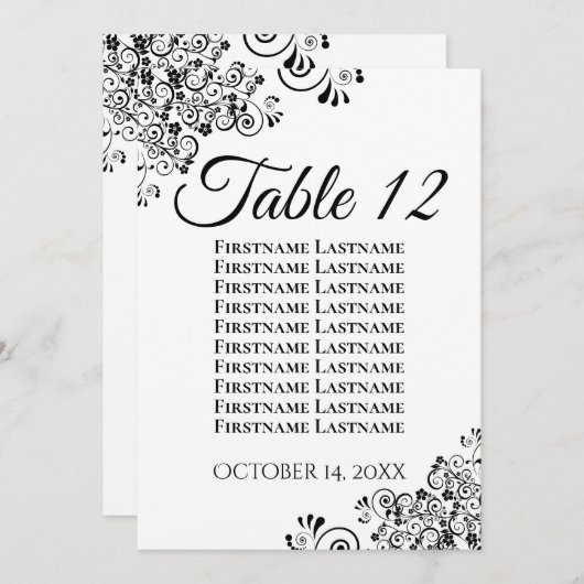 Eenvoudige zwart-wit bruiloft zitgrafiek Kaart (Voorkant / Achterkant)