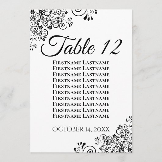 Eenvoudige zwart-wit bruiloft zitgrafiek Kaart (Voorkant)