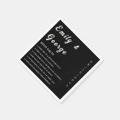 Eenvoudige zwart-wit chique leuke feiten bruiloft servet (Hoek)