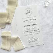 Eenvoudige zwart & wit crest lint bruiloft kaart