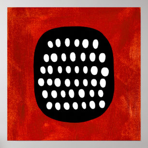 Eenvoudige Zwart Wit en Rood Poster Wall Art