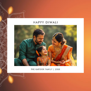 Eenvoudige zwart-wit familie foto Diwali Kaart