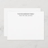 Eenvoudige zwart-wit familienota Kaart Notitiekaartje (Voorkant / Achterkant)