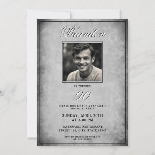 Eenvoudige zwart-wit foto 90ste verjaardag kaart