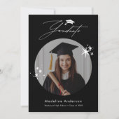 Eenvoudige zwart-wit foto Afstuderen aankondiging (Voorkant)