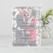 Eenvoudige zwart-wit foto Elegante bruiloft Save The Date (Staand voorkant)