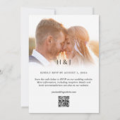 Eenvoudige zwart-wit foto overlay QR code bruiloft Kaart (Achterkant)