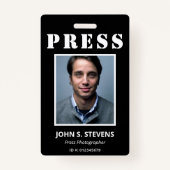 Eenvoudige zwart-wit foto pers-id badge (Voorkant)