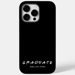 Eenvoudige zwart-wit gepersonaliseerde Graduate Case-Mate iPhone 14 Pro Max Hoesje
