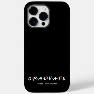 Eenvoudige zwart-wit gepersonaliseerde Graduate Case-Mate iPhone 14 Pro Max Hoesje
