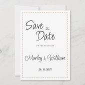 Eenvoudige zwart wit goud gestippelde lijn Save th Kaart (Voorkant)