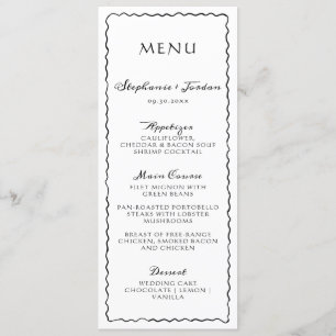 Eenvoudige zwart-wit grillige Lijst bruiloft Menu