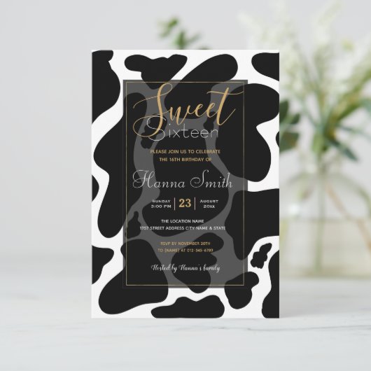 Eenvoudige zwart-wit Grote koeienvlekken Dierenpri Kaart (Staand voorkant)