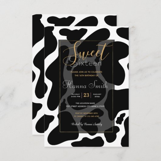 Eenvoudige zwart-wit Grote koeienvlekken Dierenpri Kaart (Voorkant / Achterkant)