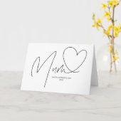 Eenvoudige zwart-wit hart Moederdag Keepsake Kaart (Gele Bloem)