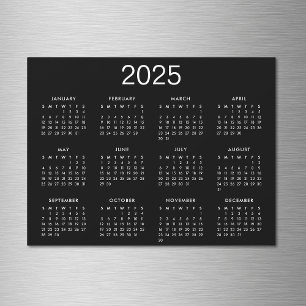 Eenvoudige zwart-wit kalender 2025