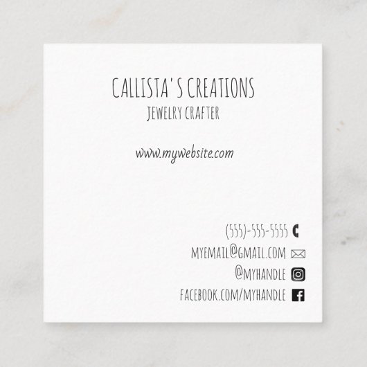 Eenvoudige zwart wit klant korting dank u vierkante visitekaartje (Achterkant)