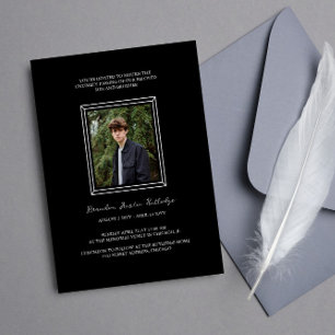 Eenvoudige zwart wit Lijst foto memorial service Kaart