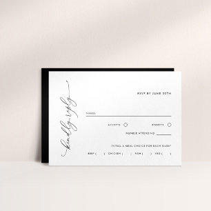 Eenvoudige Zwart-Wit Maaltijdkeuze RSVP-antwoordka RSVP Kaartje