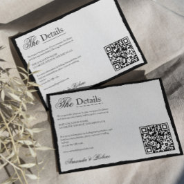 Eenvoudige zwart-wit minimalistische details QR-co Informatiekaartje