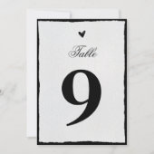Eenvoudige zwart-wit minimalistische tafelnummers (Voorkant)