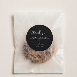 Eenvoudige Zwart & Wit Minimalistische Trouw Dank  Ronde Sticker