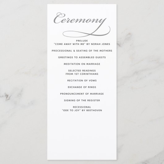 Eenvoudige zwart-wit minimalistische trouwprogramm programma (Voorkant)