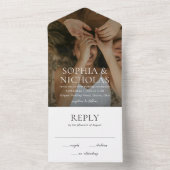 Eenvoudige zwart-wit moderne foto bruiloft all in one uitnodiging (Binnen)