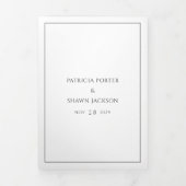 Eenvoudige zwart-wit QR-code Elegante bruiloft Drieluik Uitnodiging (Cover)