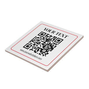 Eenvoudige zwart-wit QR-code met rode rand Tegeltje