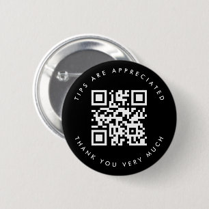 Eenvoudige zwart-wit QR-codetip Ronde Button 5,7 Cm