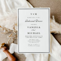 Eenvoudige zwart-wit repetitie diner uitnodiging