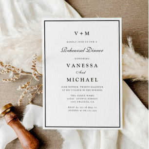 Eenvoudige zwart-wit repetitie diner uitnodiging