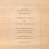 Eenvoudige zwart-wit schone bruiloft acryl uitnodigingen (Voorkant)