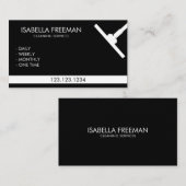 Eenvoudige zwart-wit schoonmaakservice voor huisho visitekaartje (Voorkant / Achterkant)