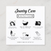 Eenvoudige zwart-wit sieraden verzorging instructi vierkante visitekaartje (Voorkant)