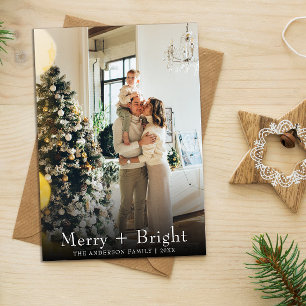 Eenvoudige zwart-wit typemachine kerstfoto feestdagenkaart