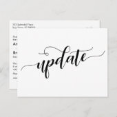 Eenvoudige zwart wit uitgestelde bruiloft update b briefkaart (Voorkant / Achterkant)