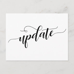 Eenvoudige zwart wit uitgestelde bruiloft update b briefkaart