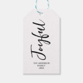 Eenvoudige zwart-wit vrolijke kerstkalligrafie cadeaulabel (Voorkant)