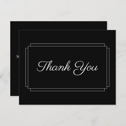 Eenvoudige Zwart-Wit Zakelijke Bedanktkaart Bedankkaart (Voorkant / Achterkant)