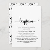 Eenvoudige zwart-witkalligrafie Baptisme Kaart (Voorkant / Achterkant)
