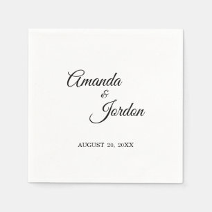 Eenvoudige zwart-witkalligrafie-cocktail servet