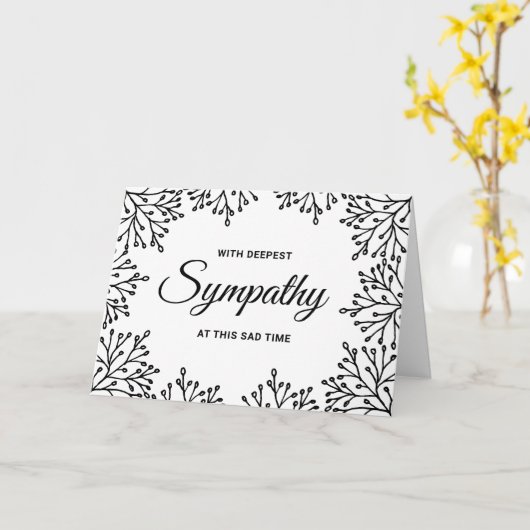 Eenvoudige zwart-witte bloemensympathie kaart (Gele Bloem)