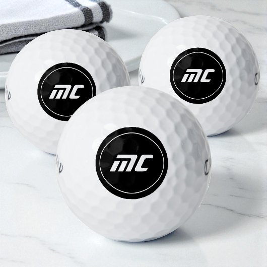 Eenvoudige zwart-witte Initialen Cool Monogram Golfballen